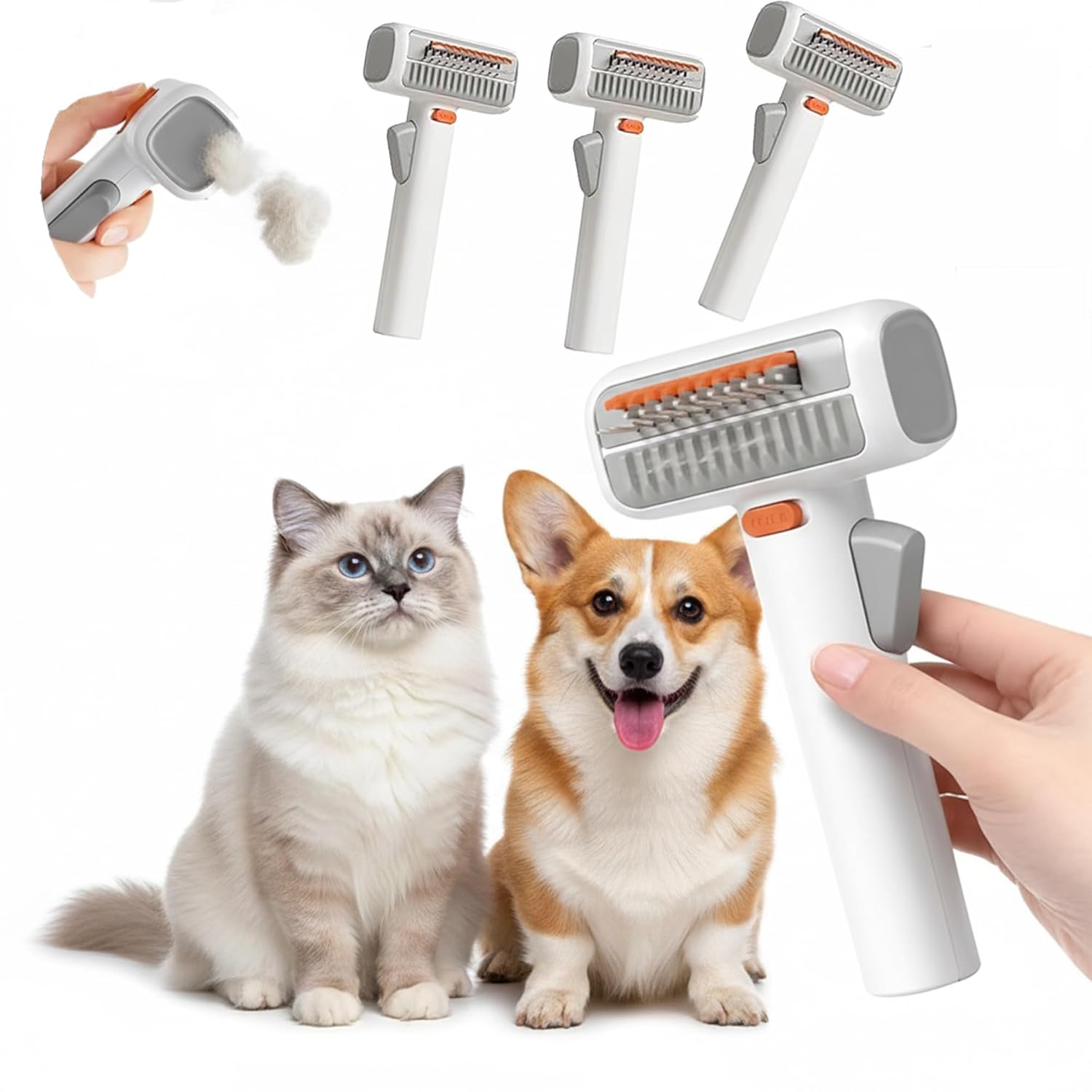 2-in-1 pet self detangling grooming comb for dogs & cats, Gentle Undercoat Rake & Brush for Long or Short Hair, Removes Mats, Tangles & Loose Fur (3PCS)