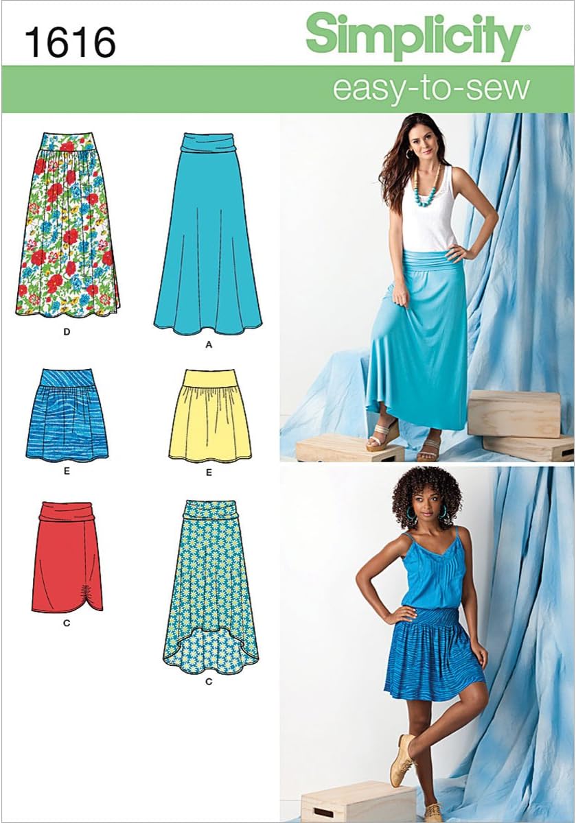 1616 Easy to Sew Women's Woven or Knit Skirt Sewing Patterns, Sizes 14-22