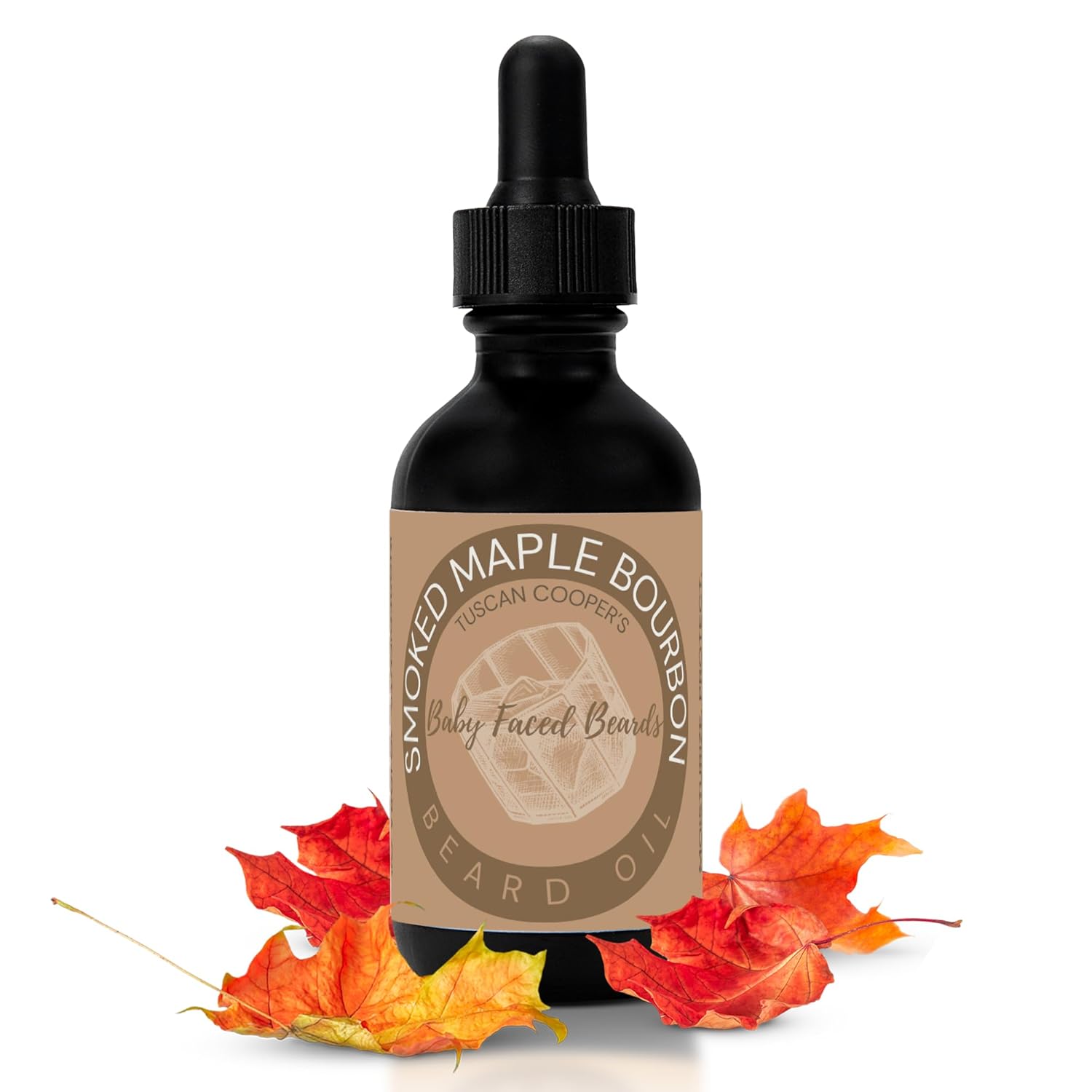 Tuscan Cooper’s Baby Faced Beards Oil for Men – Hydrating, Nourishing, Natural Beard Softener and Conditioner for All Hair Types. Coconut, Jojoba, and Sweet Almond Moisture – Smoked Maple Bourbon
