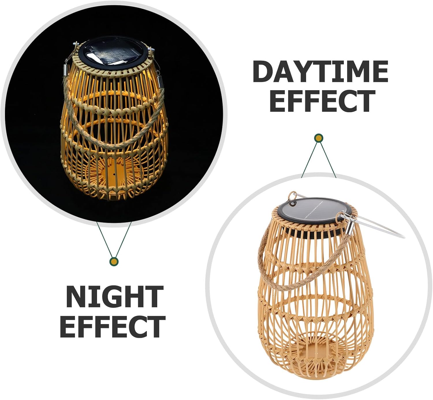 Hanging Solar Lanterns Outdoor, Rattan Solar Garden Lantern for Patio and Yard, Iron Frame Faux Rattan Hanging Lamp with Projection Light for Villa and Home Balcony Decoration