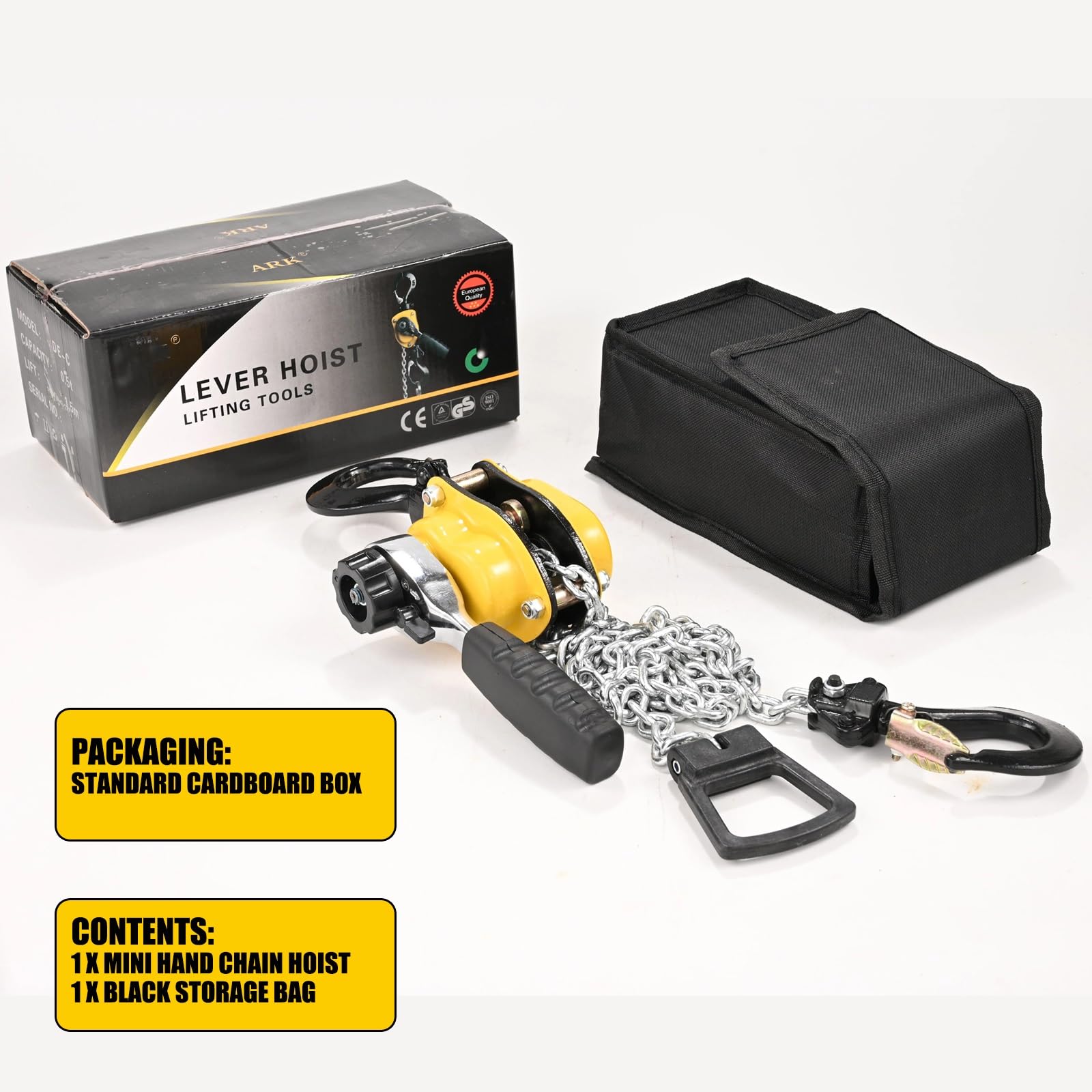 Sollevatore manuale a catena con ganci resistenti e catena G80, mini sollevatore per garage, magazzini, officine automobilistiche, ad alta capacità, facile da usare
