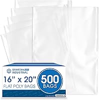 Vista 1 de Spartan Industrial - 40,6 cm X 50,8 cm (500 unidades) Bolsas de polietileno transparentes planas de 1,1 mil de extremo abierto - Para probar masa