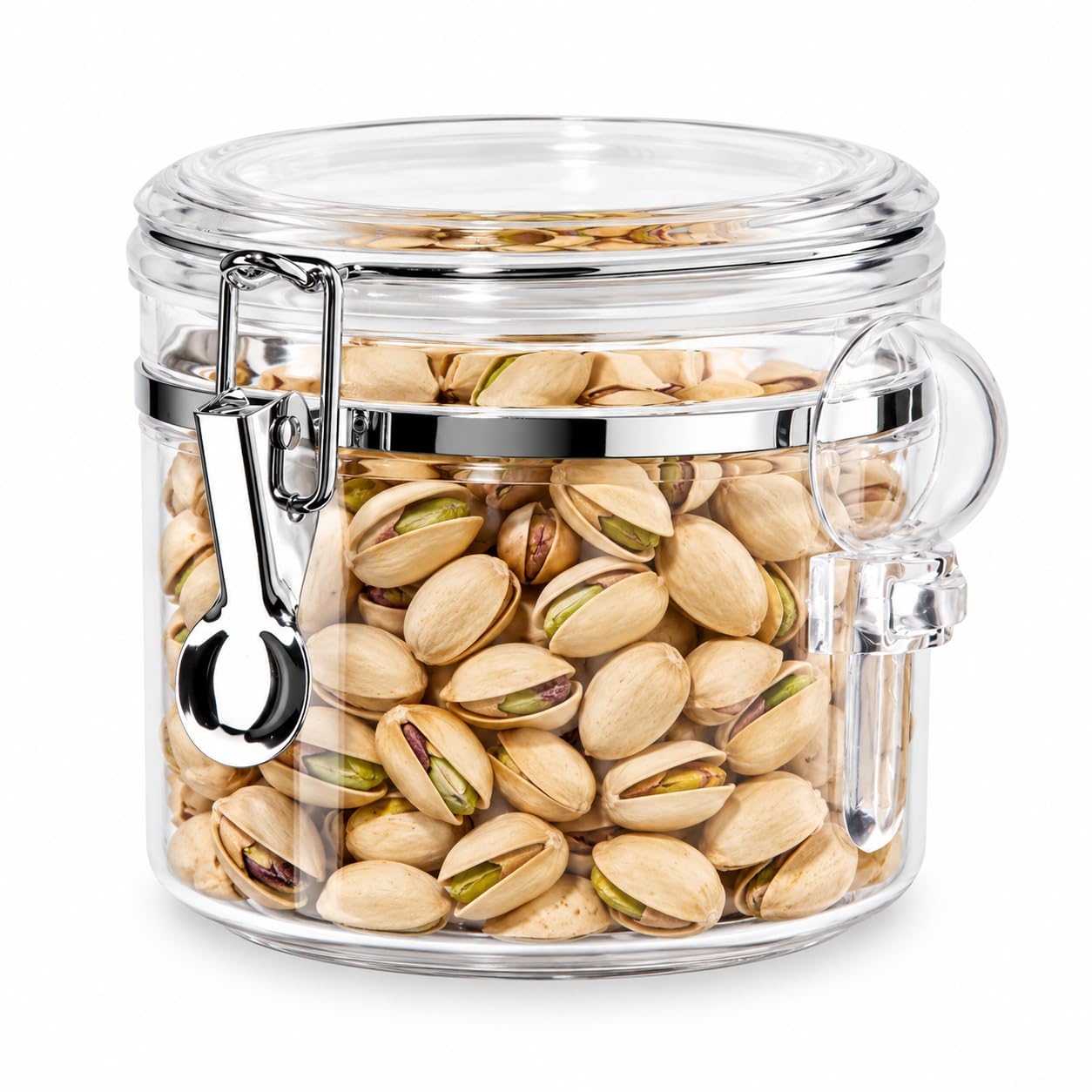 Amazon.com: OGGI Clear Canister Airtight 38oz - Clamp Lid & Spoon