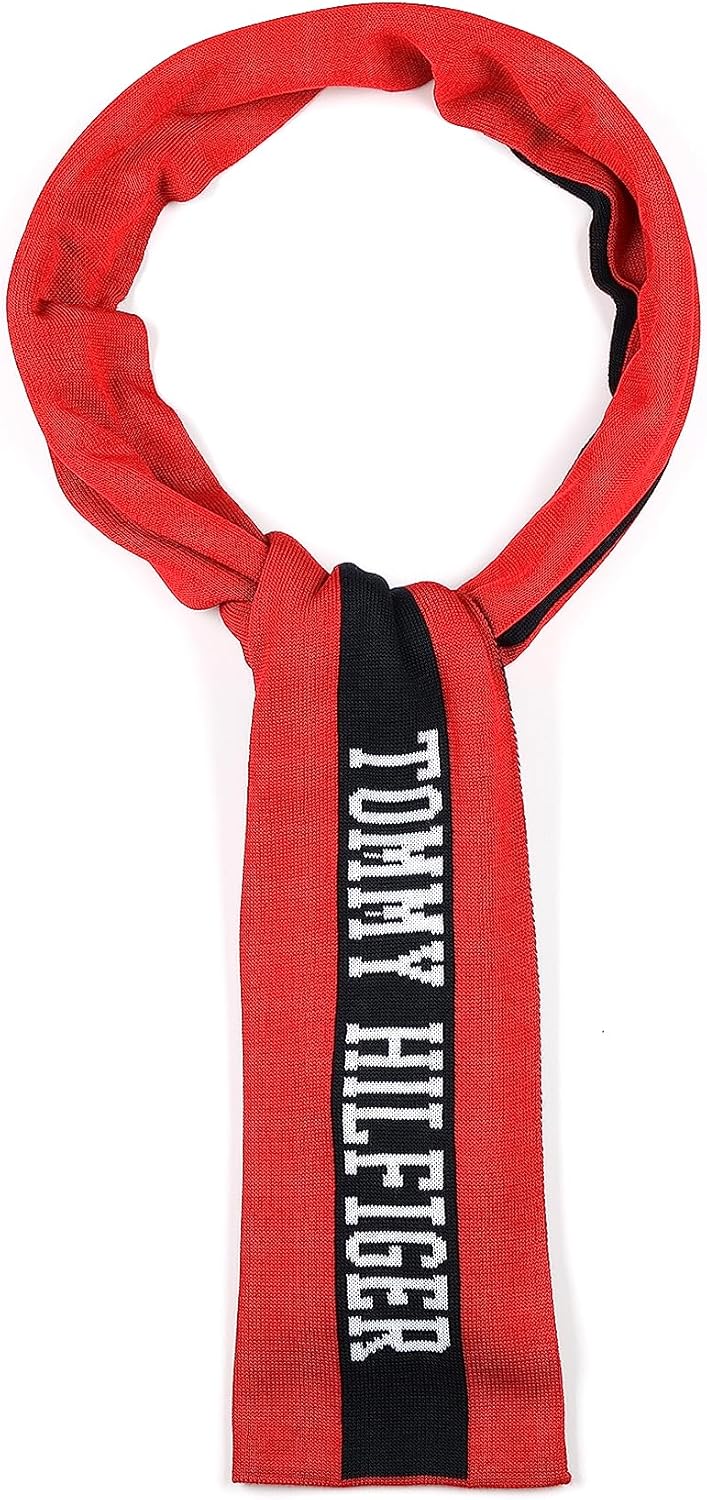 Tommy Hilfiger Men's Logo Mix Scarf, Primary Red Multi, One Size