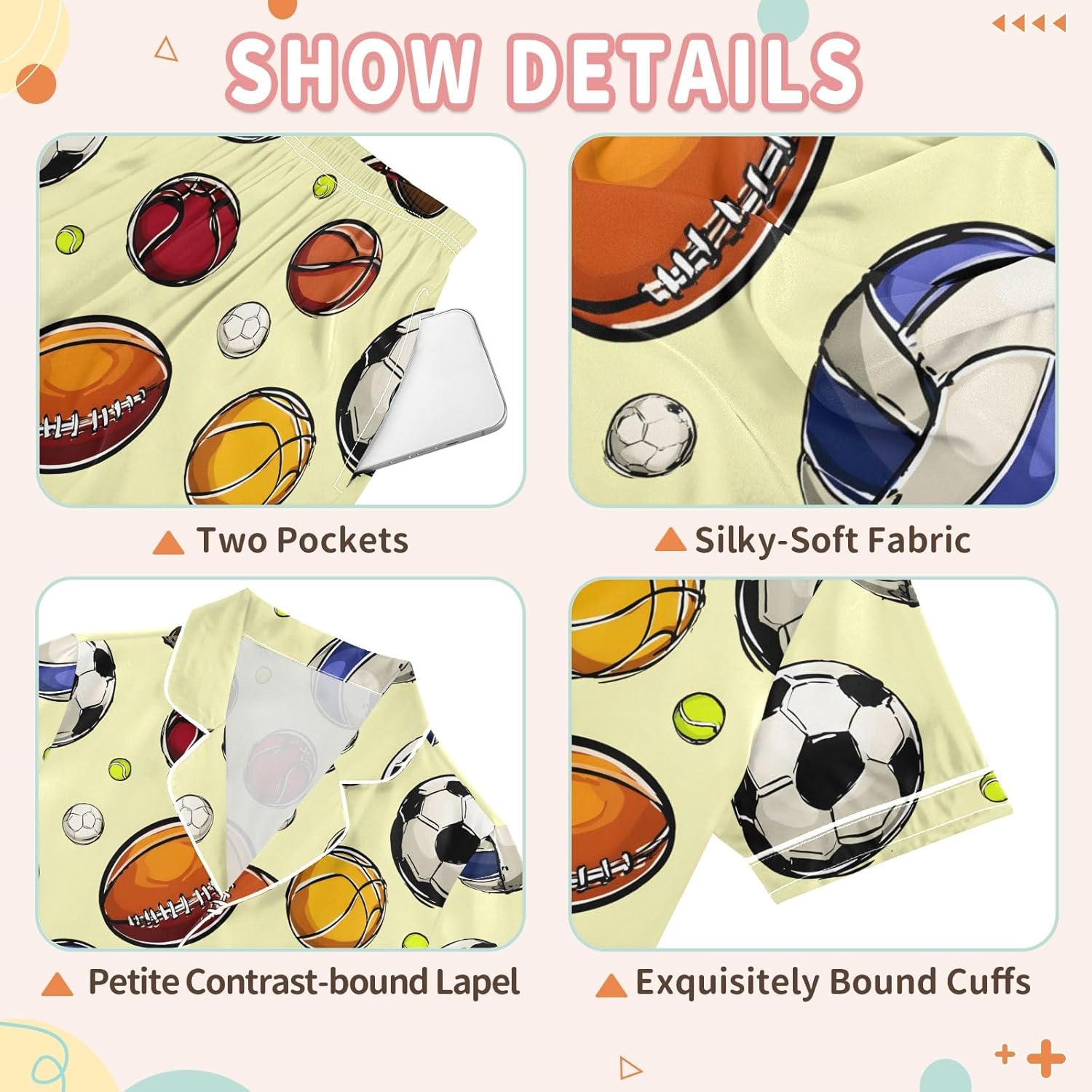 Kids Casual Satin Wear Set Rugby Baseball Football Pattern Unisex Short Sleeve Clothing for Relaxing