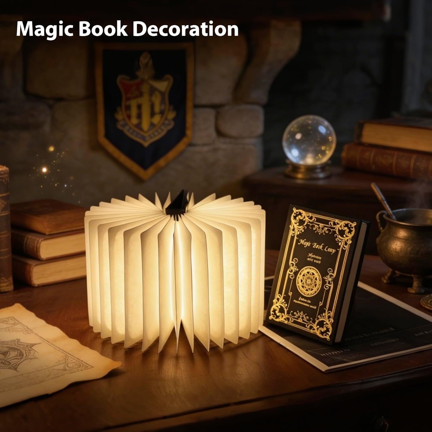 Magic Book Lamp, 3-Color Adjustable Reading Light, Portable Foldable Paper Desk Lamp for Night Reading, 1200mAh Battery,Creative Home Decoration & Ideal Gift for Book Lovers