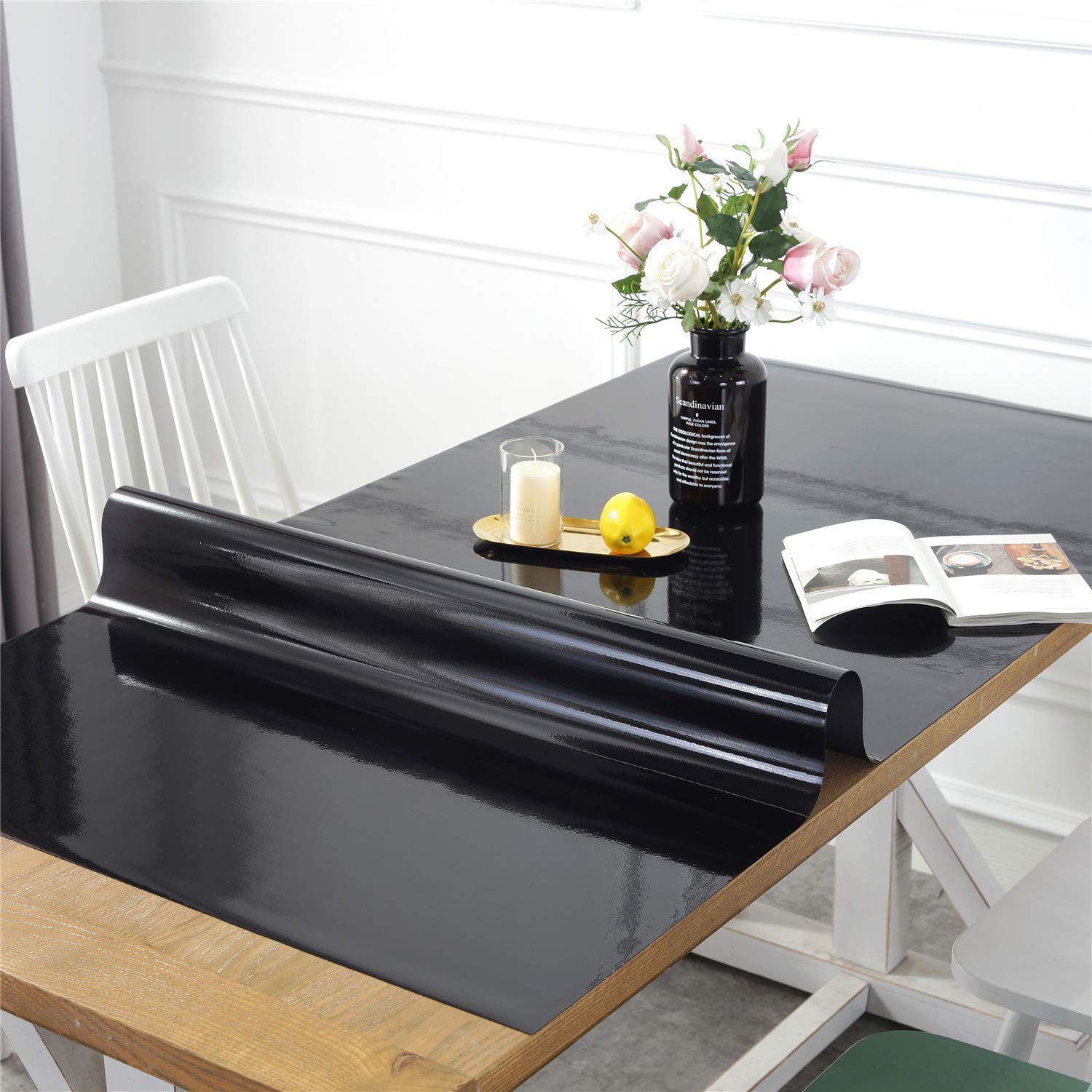 Nappe rectangle protecteur de table imperméable anti-éclaboussures noir