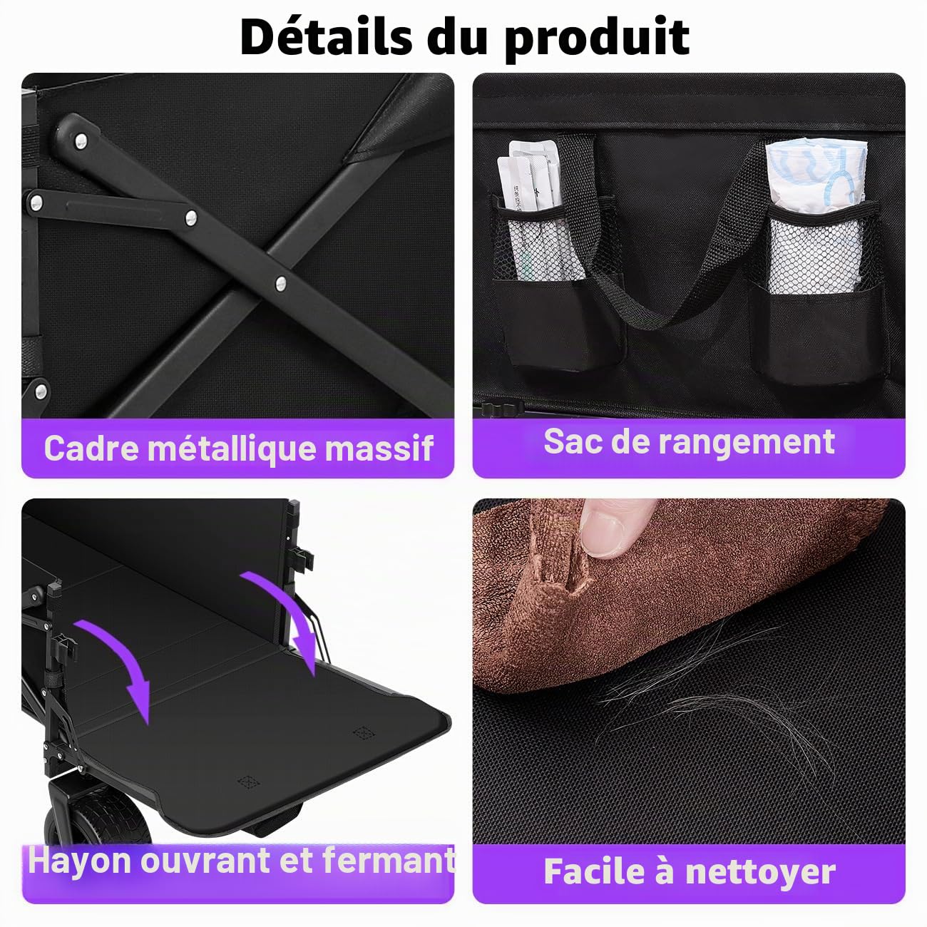 GGW Poussette pour Chien Tout Terrain, pour Chiens de Taille Moyenne à Grande Jusqu'à 50kg, Idéal pour Chiens Âgés et Post-opératoire
