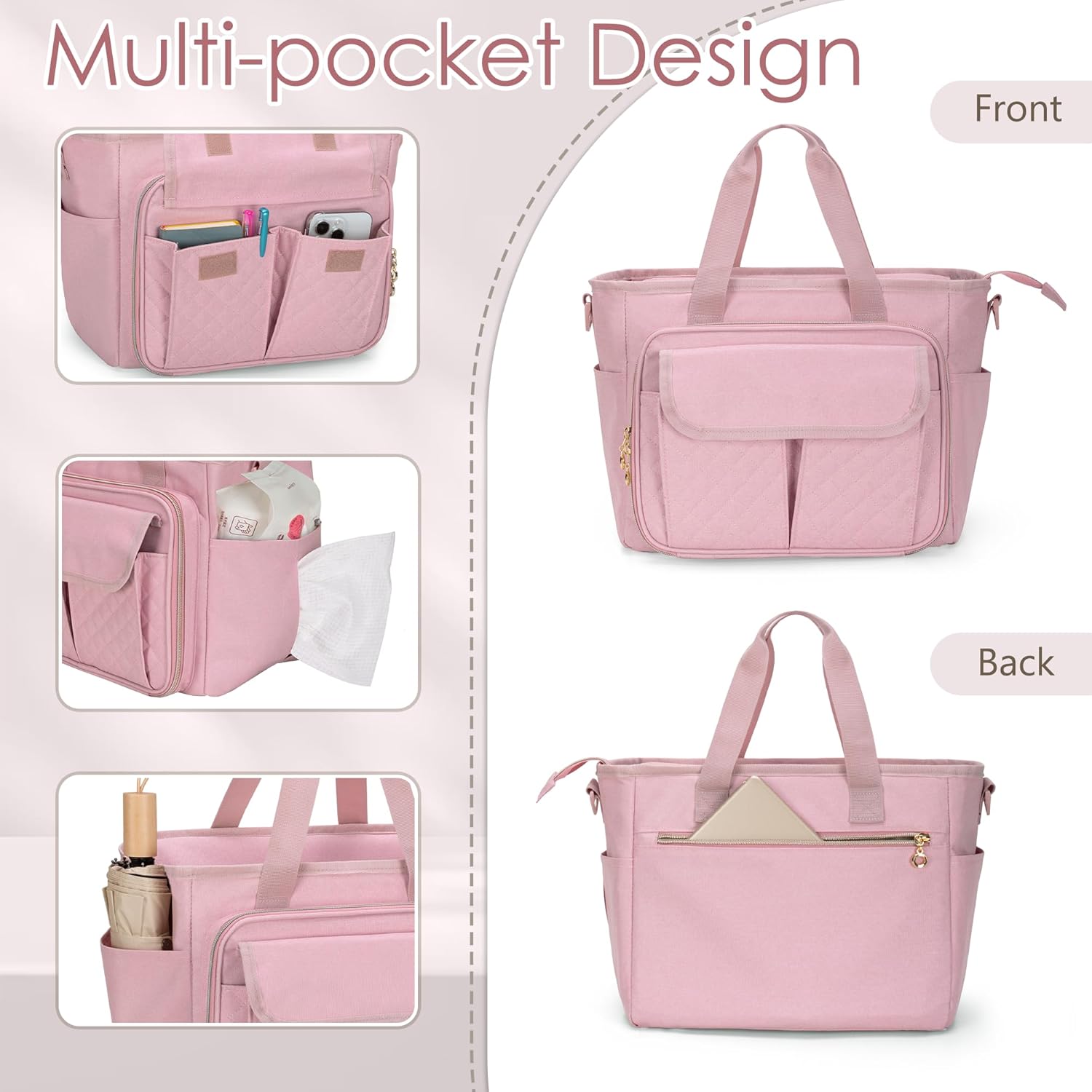LUXJA Breast Pump Bag Compatible with Spectra S1 and S2 (with a Waterproof Mat), Pumping Bag for Breast Pump and Extra Parts, Pink