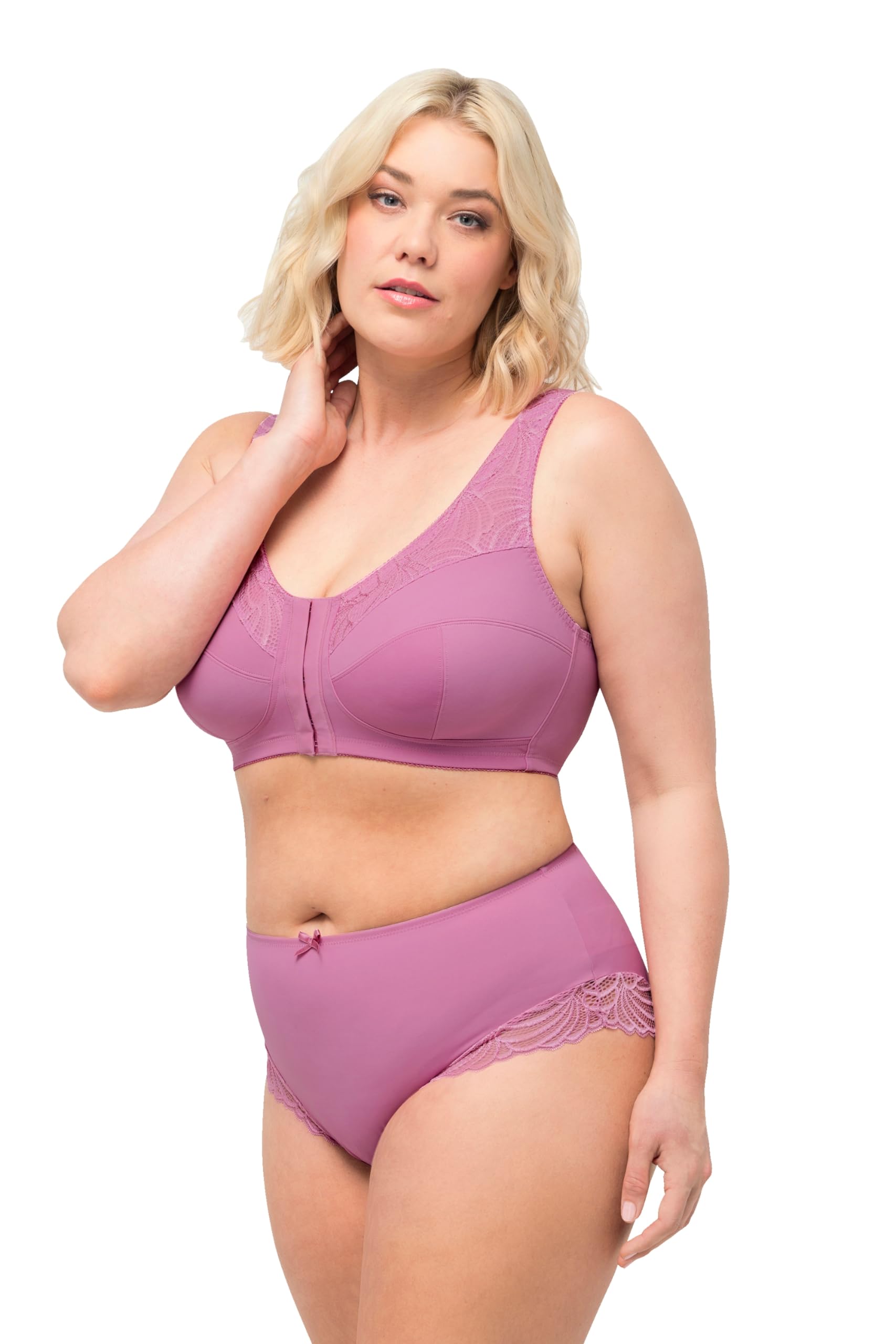 Ulla Popken Women's Dusty Rose Wear Plus Size Curvy Lace Accent Panty 54+ 818851802-54+
