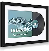 DUENPY Moldura de álbum de disco de vinil de 40,6 x 55,8 cm com 2 almofadas reversíveis (preto e branco), adequada para capa de LP de 30,5 x 30,5 cm, suporte de parede para exibição de disco de vinil,