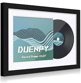 DUENPY Moldura de álbum de disco de vinil de 40,6 x 55,8 cm com 2 almofadas reversíveis (preto e branco), adequada para capa de LP de 30,5 x 30,5 cm, suporte de parede para exibição de disco de vinil,