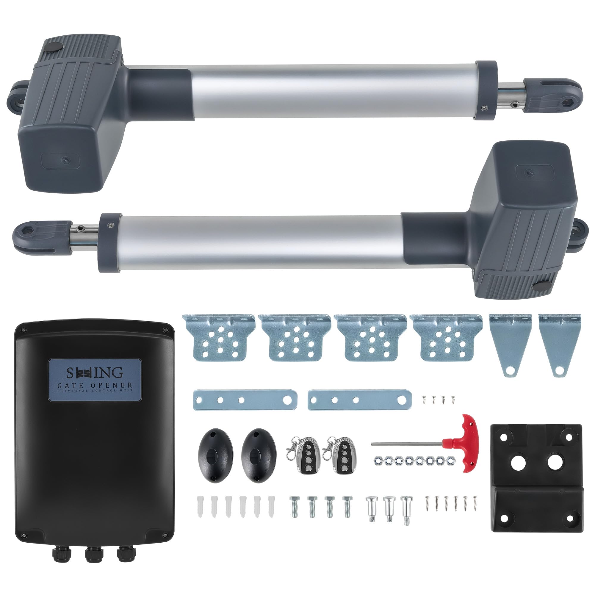 CO-Z Automatischer Flügeltorantrieb Torantrieb Drehtorantrieb Toröffner Doppelflügeltorantrieb Set max. 2,5m oder 300kg pro Flügel mit 2 Fernbedienungen Arm Swing Gate Opener (80Wx2)