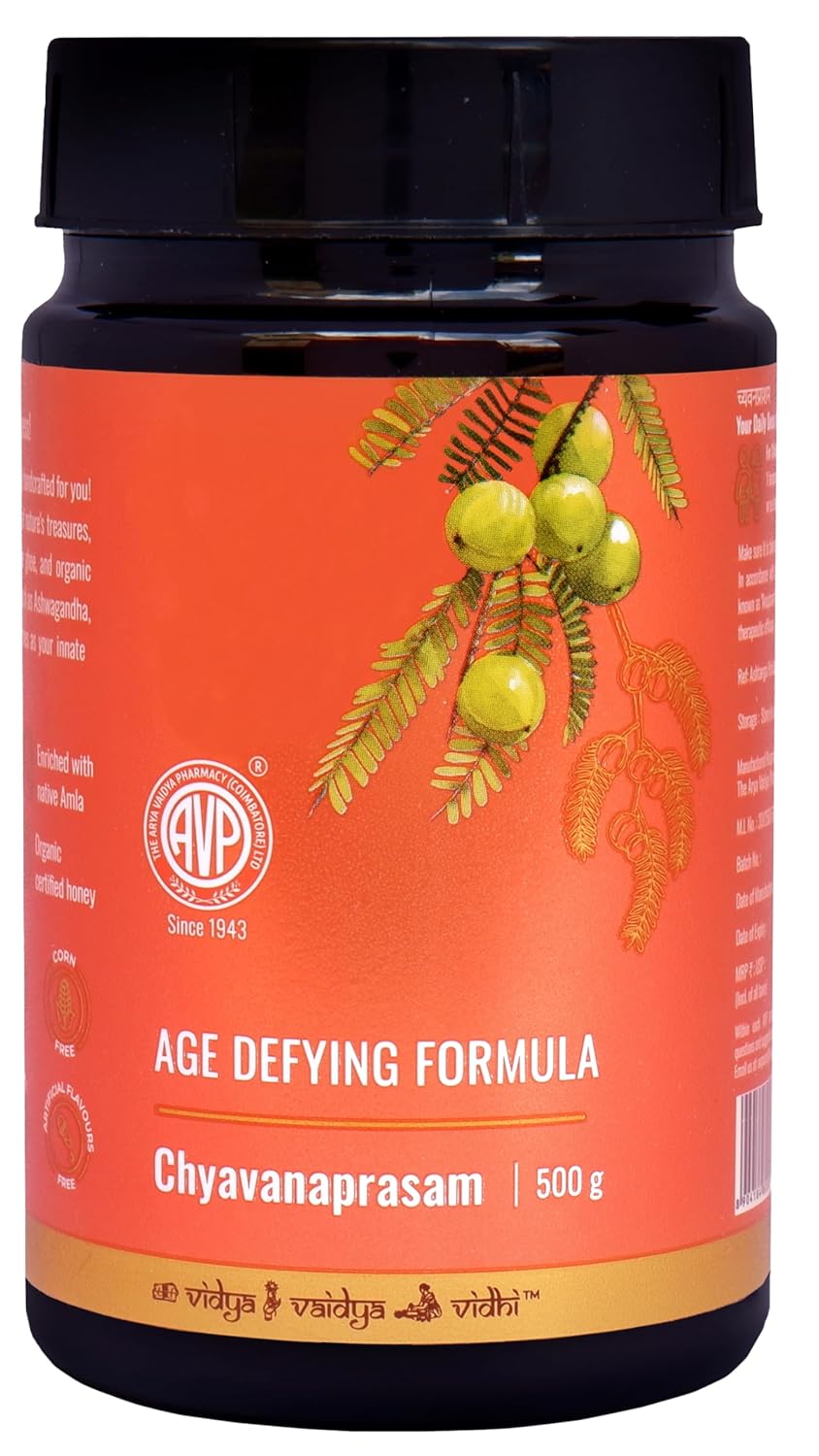 AVP Amla Chyawanprash,Organic Sugarfree, 3X Immunity Booster, Made With Jaggery & 44 Ayurvedic Herbs, Enhances Strength & Stamina, No Preservatives, No Chemicals, For Women, Men & Children, 500 Gm AVP Amla Chyawanprash,Organic Sugarfree, 3X Immunity Booster, Made With Jaggery & 44 Ayurvedic Herbs, Enhances Strength & Stamina, No Preservatives, No Chemicals, For Women, Men & Children, 500 Gm