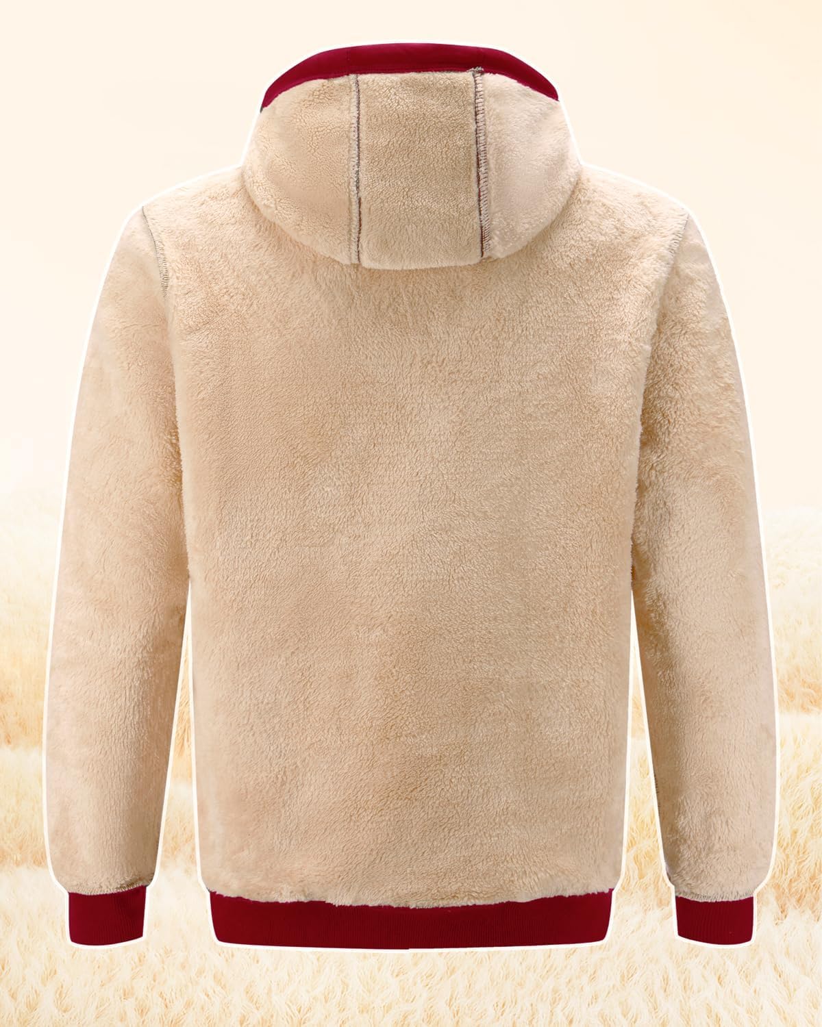 Men's Sherpa Lined Hoodie Winter Fleece Warm Pullover Casual Long Sleeve Hooded Sweatshirts - Image 3