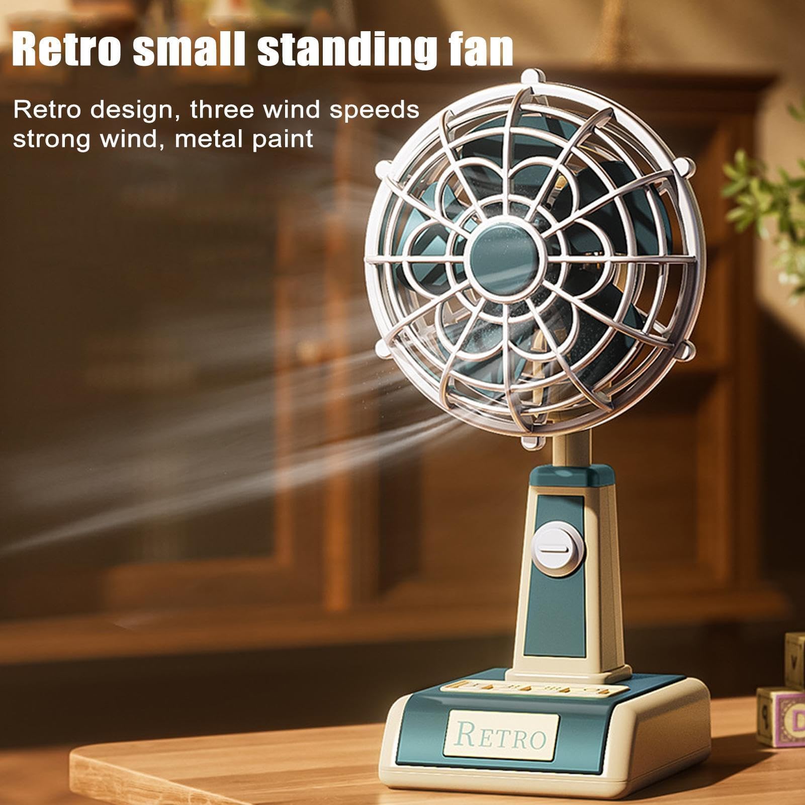 Ventilador de escritorio recargable por USB, ventilador de mesa portátil con 3 velocidades y potente flujo de aire para el hogar, al aire libre, viajes, escuela, cocina y coche