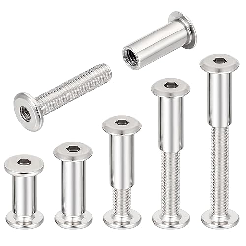 Miniatura 2 de 50 Sets M6 Nut Bolt Binding Screw Furniture Screw Socket Cover Bolt Binding Screw Hexagon Socket Drive for Wood Socket Cap Bolts Kit (Silver