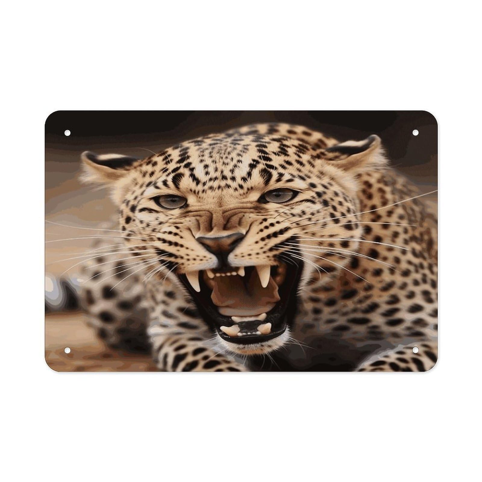 Fodpand Style Leopard Roars Cool Animal Wall Art Metal Signs Tin Sign
