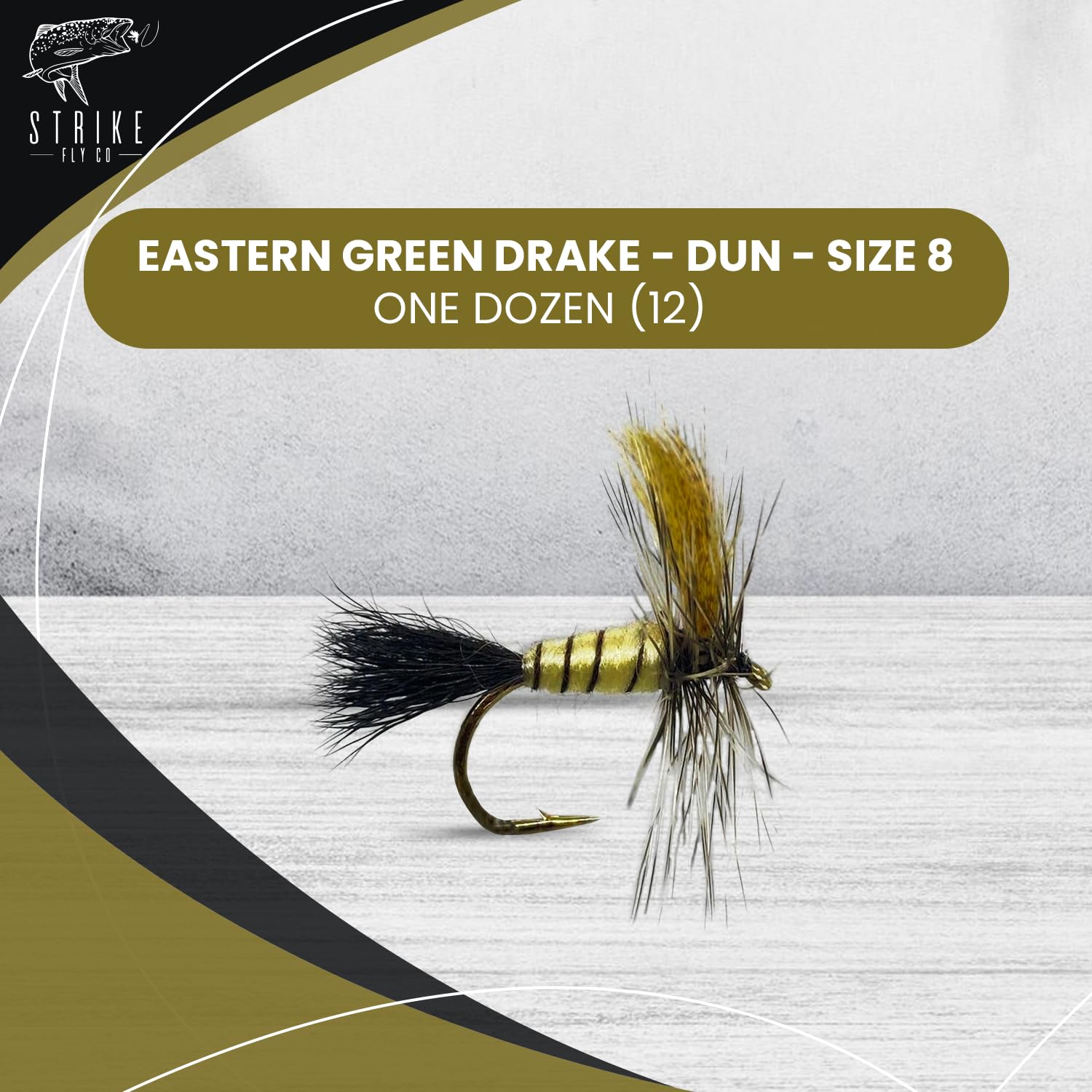 One Dozen (12) - Eastern Green Drake - Dun 8