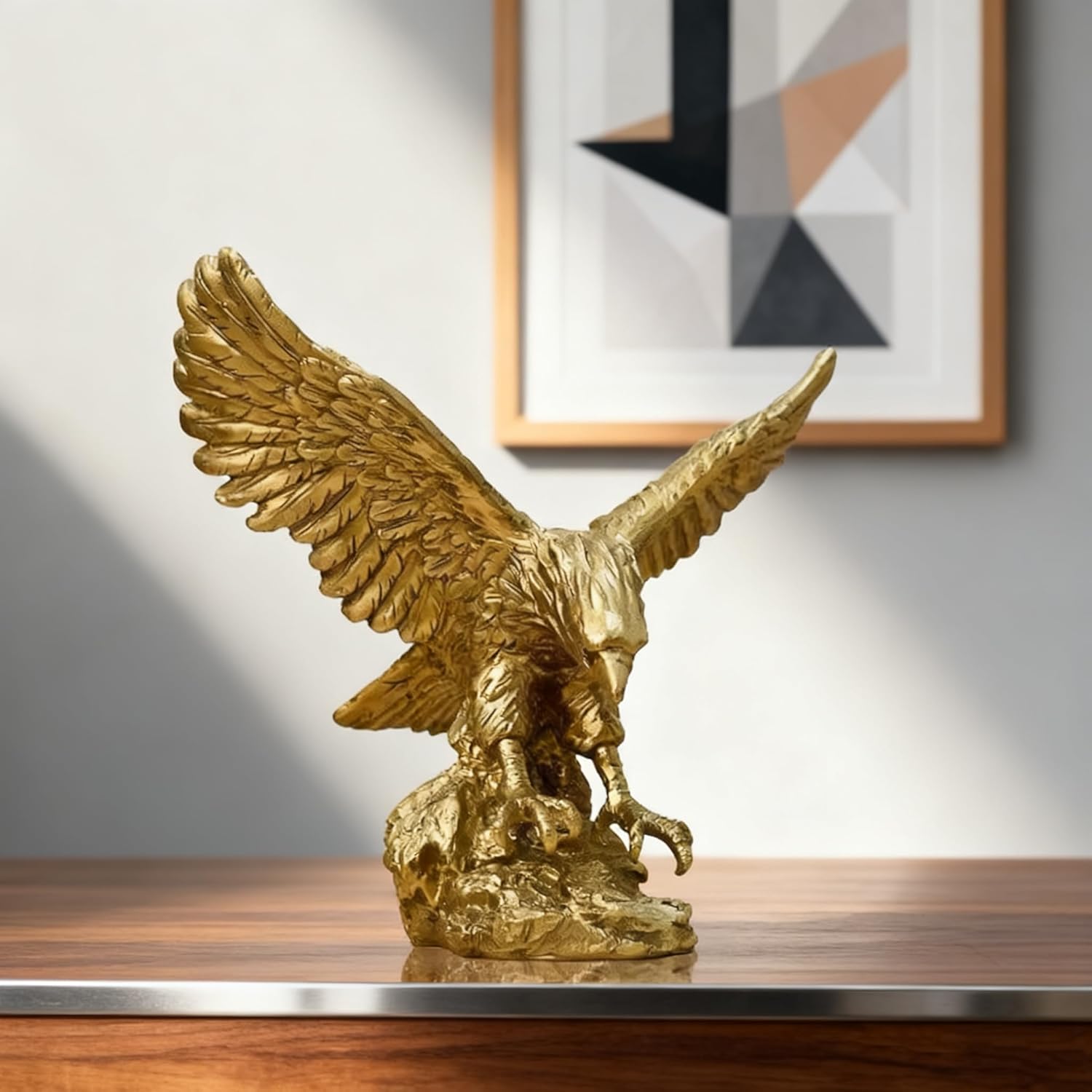 DESHINTKE Golden Eagle Resin Ornaments Statue, Golden Eagle Sculpture Modern Home Office Figurine Decor Desktop Decoration (Golden 1)