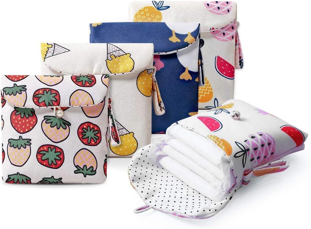 Instakart 1 Pcs Portable Sanitary Napkins Bag | Travel Pad Storage Bag for Cosmetic Jewellery Menstrual Cup Pouch Holder Organizer Women and Girls (Assorted Color)
