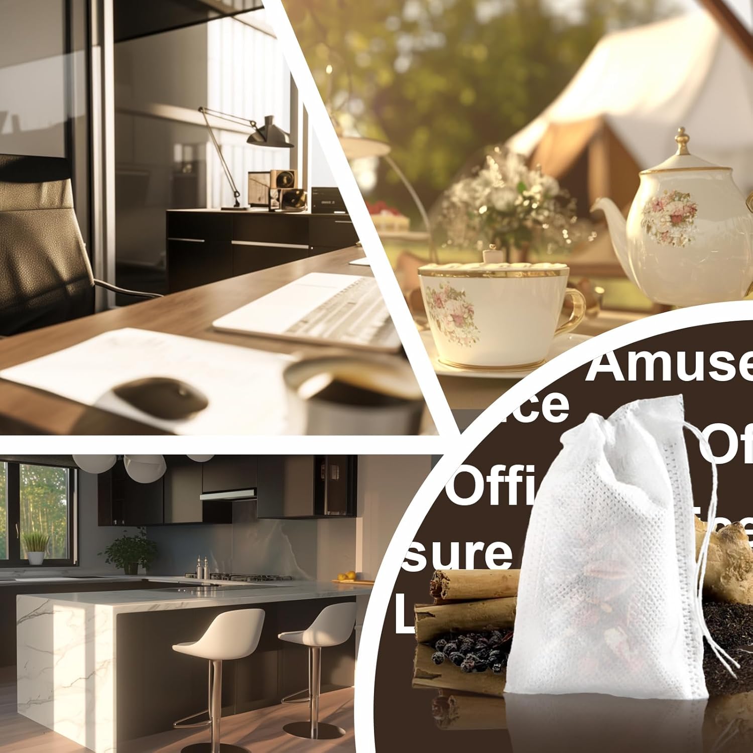 Gokyvei Disposable Tea Filter Bags with Drawstring