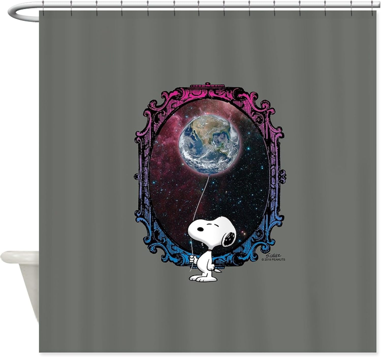 CafePress Space Snoopy Decorative Fabric Shower Curtain