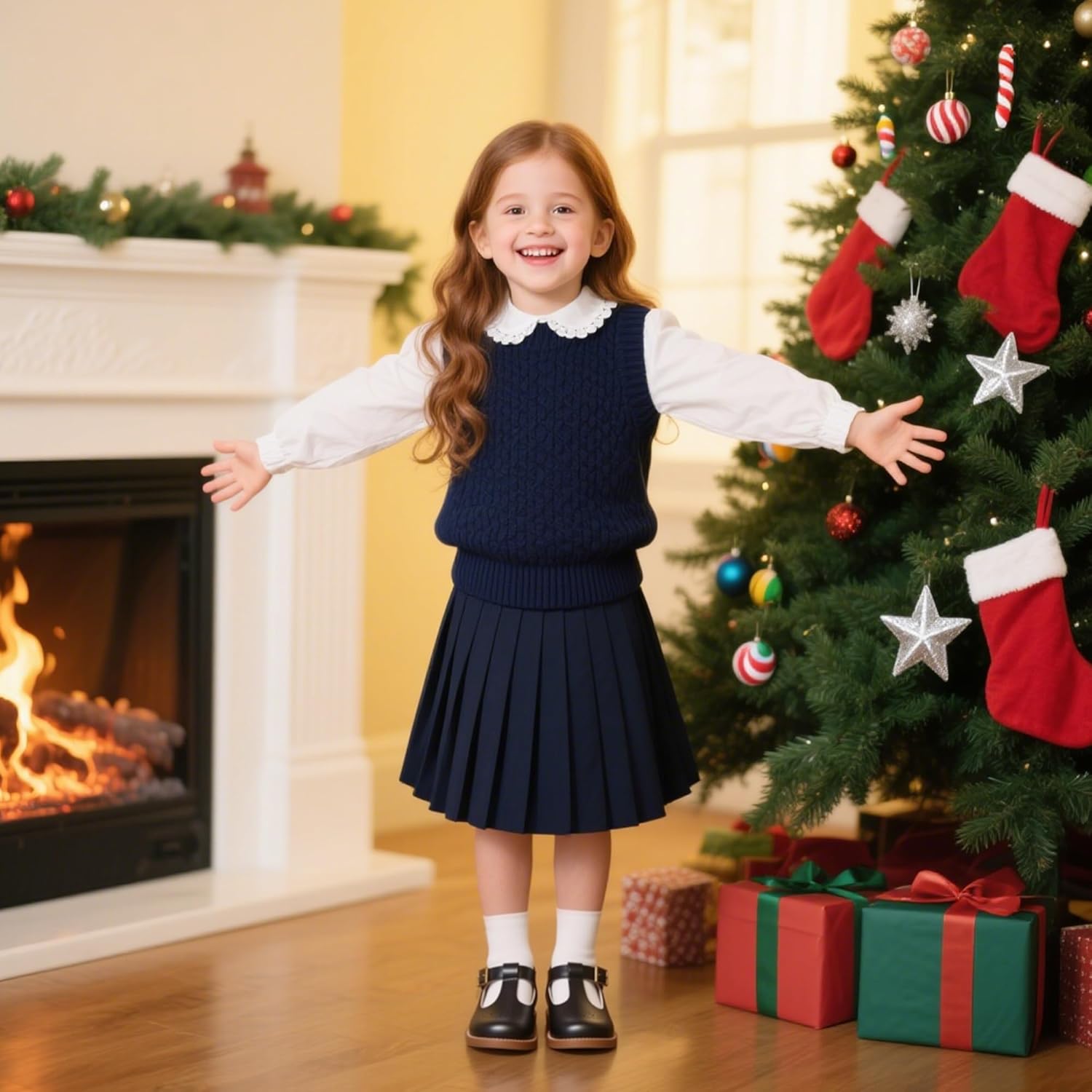 Kiderence Girls Flat Dress Shoes School Oxfords Mary Jane (Toddler/Little Kids) - Image 3