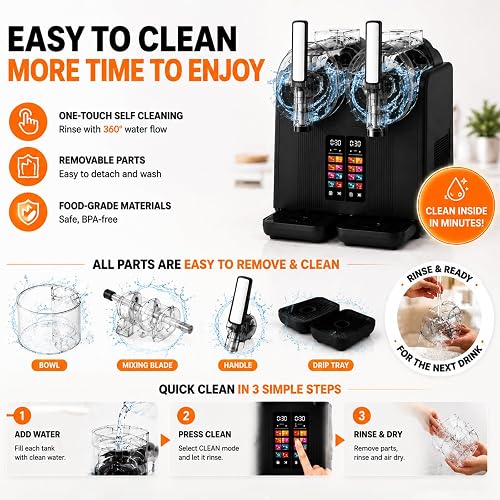 Glowdora Macchina per Granite, Macchina per Gelato, 430w, 7 modalità, Funzionamento One-Touch, Consistenza Regolabile, Miscelazione A 360°, Ideale per Ristoranti E Gelaterie Black - 6