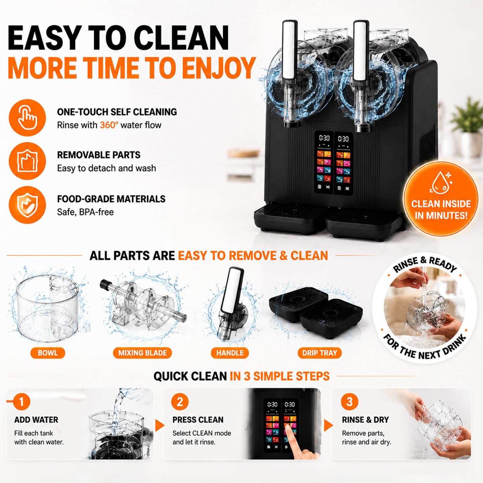 Máquina De Granizados Doble para El Hogar Y Comercio 4l Granizadora Eléctrica 430w De Enfriamiento Rápido Dispensador De Bebidas Y Helado para Hostelería Bar White