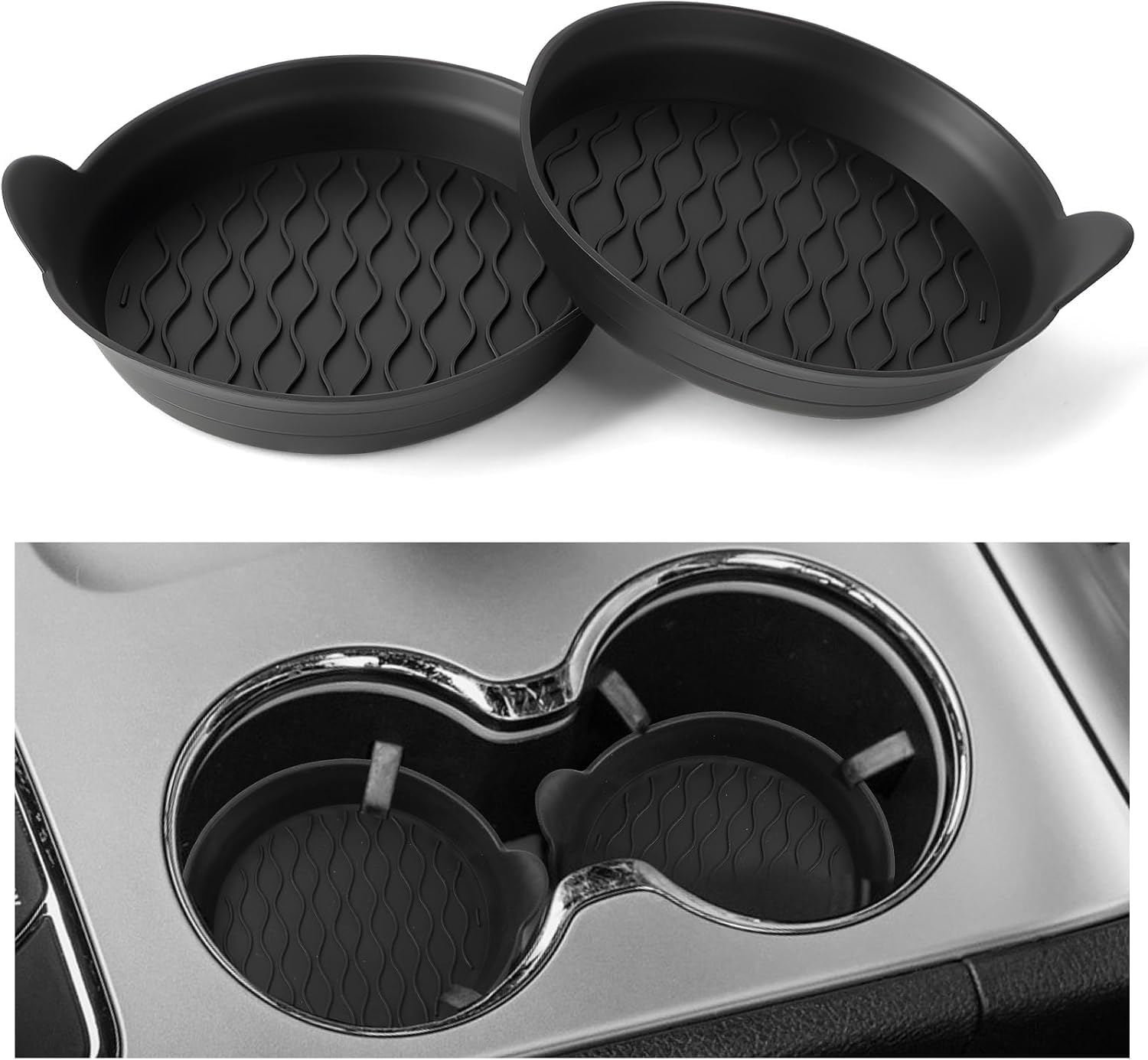 Car Cup Holder Coaster for Toyota RAV4 1994-2024 2025 XA10-XA50 XA60 XA70, Anti Slip Silicone Cup Mat with Pull Tab, Deep Cup Holder Insert Liner, Automotive Interior Accessories, Pack of 2