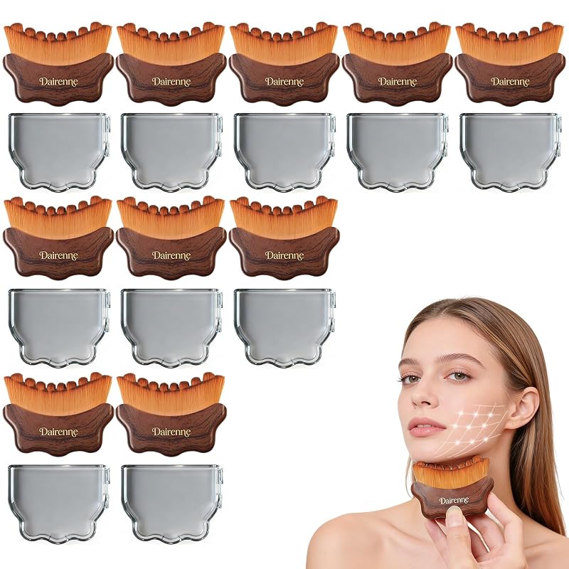 Pincel para Contorno Facial Dairenne Marrom, Pacote com 10