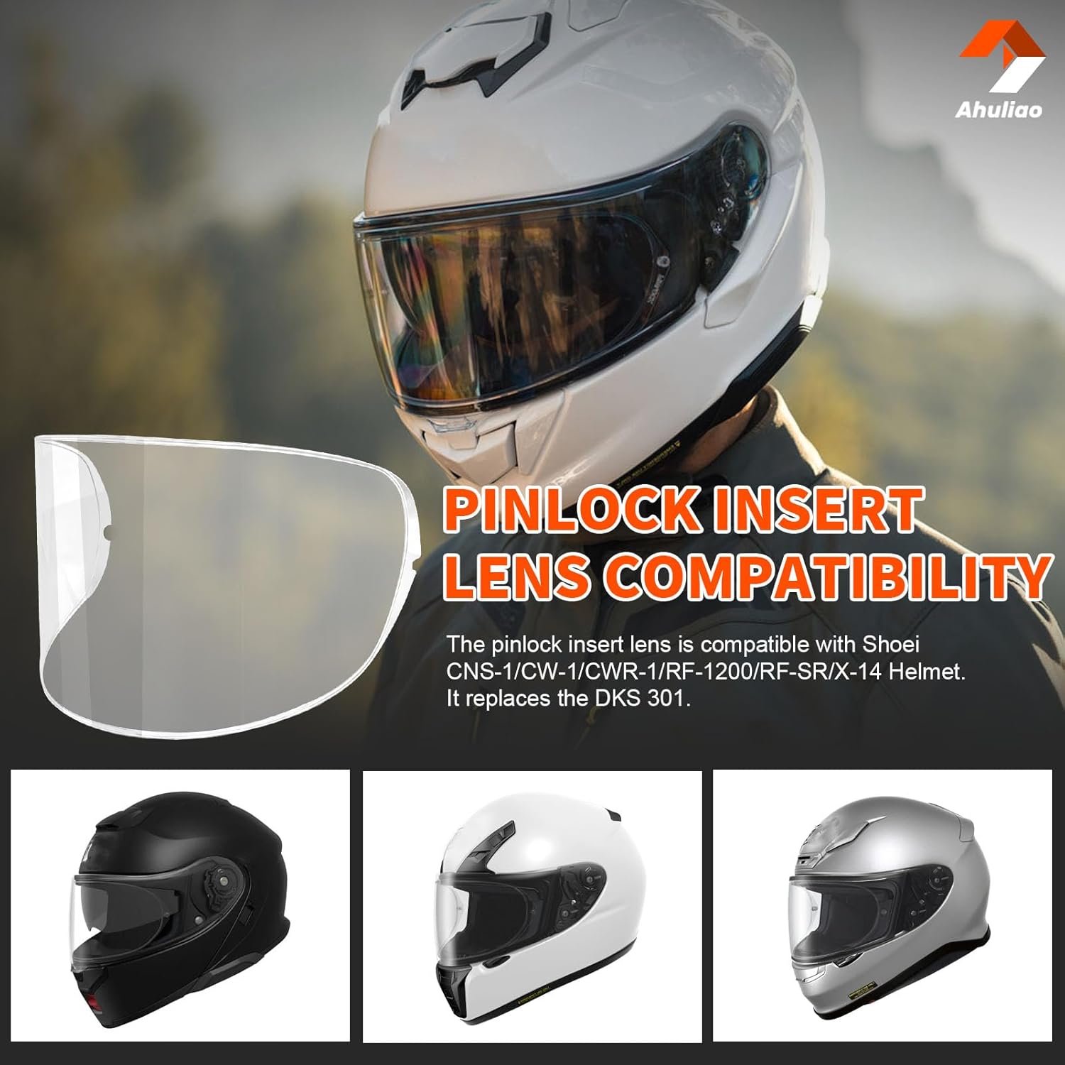 Pinlock EVO Anti-Fog Insert for Shoei Helmets Visor Lens CNS-1/CW-1/CWR-1, for Shoei GT-Air/RF-SR/Neotec/Qwest/RF-1100/RF-1200/X-Twelve Helmet - 1Pack