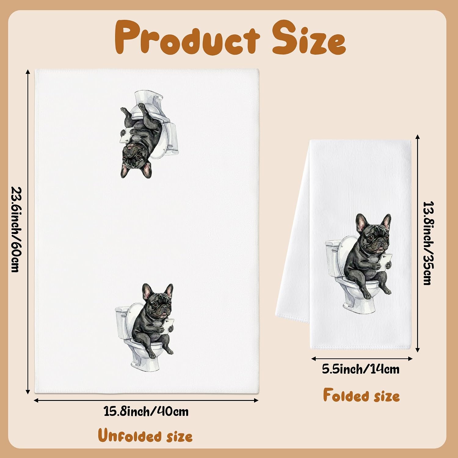 Bulldog Bathroom Hand Towels, 6 Pack Decorative Cloth Set for Room