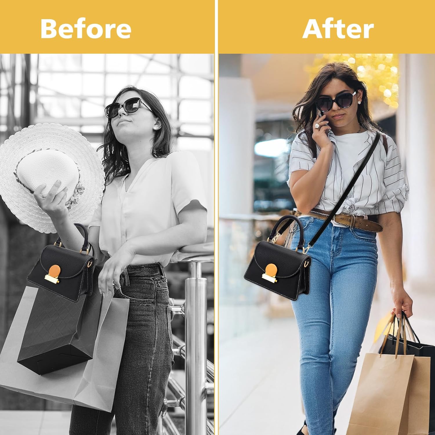 Replacement Purse Straps, Black Leather Purse Straps for Handbags, 33-59 Inch Adjustable Long Soft Slim PU Leather Crossbody Strap - Image 4