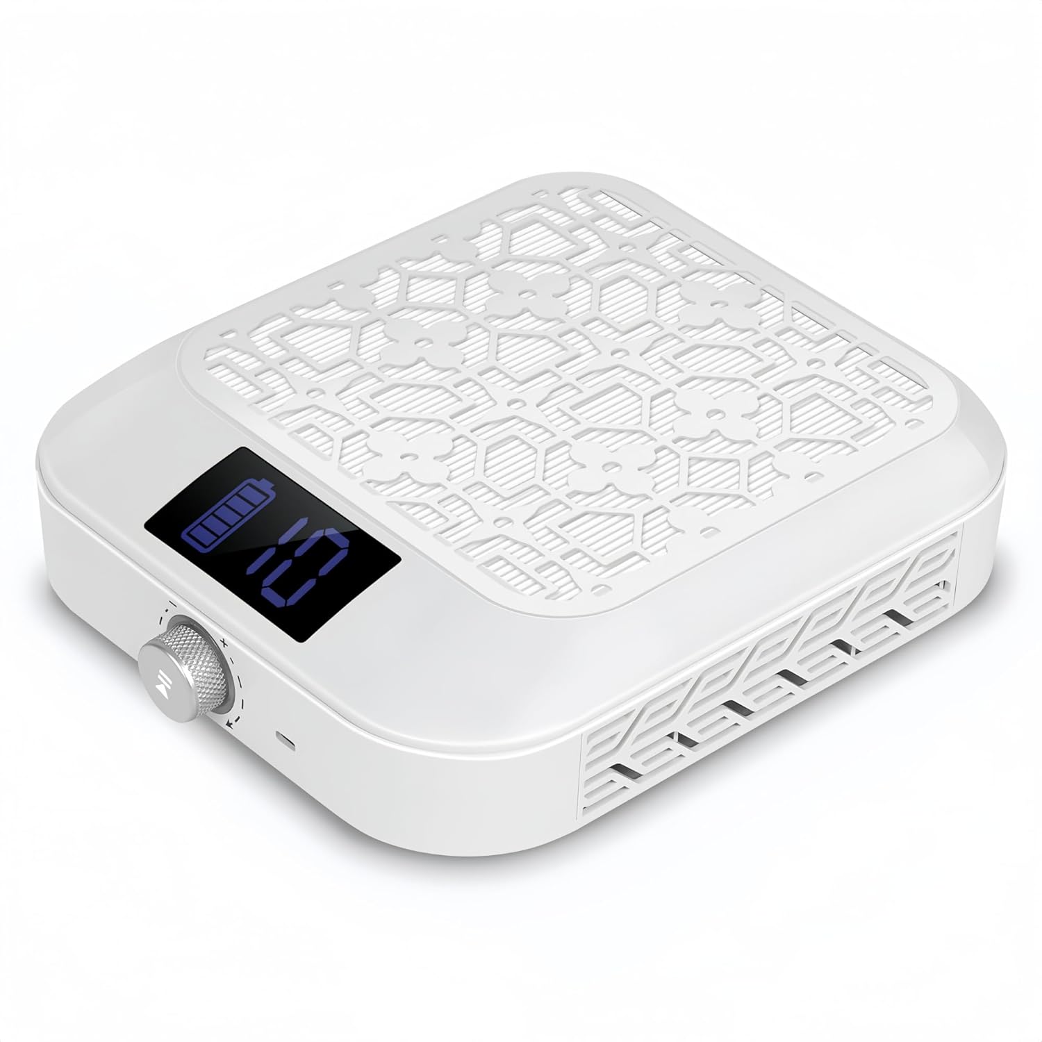 Cordless Nail Dust Collector for Nail Tech, 10 Suction Modes, 4500RPM Powerful Nail Vacuum Fan with Reusable Filter, Professional Manicure Tool for Acrylic Nail Polishing, Salon & Home Use - White