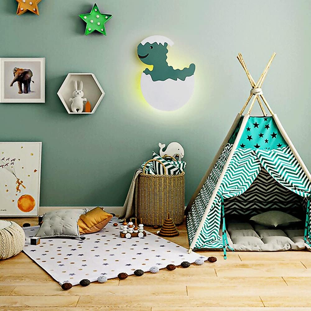 Applique Murale De Dinosaure Créatif Abat-Jour En Acrylique Vert, Luminaire De Veilleuse Led 7W, Appliques Décoratives Minimalistes Modernes Pour Chambre D'Enfant, Couloir, Chambre