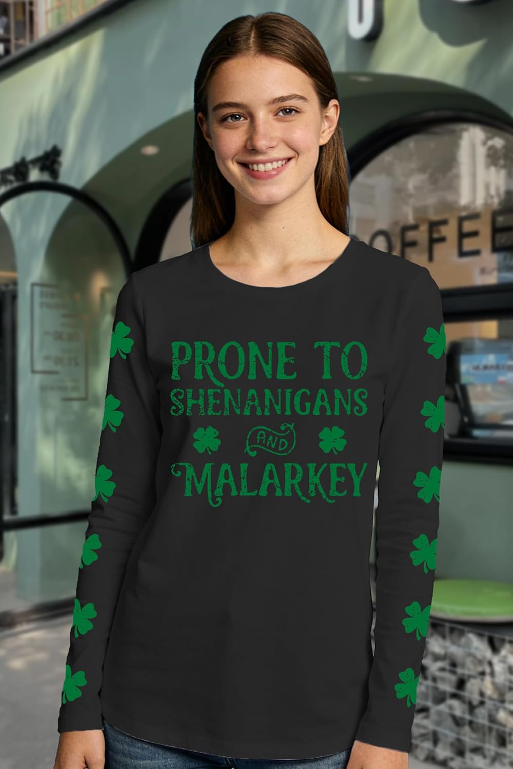 St Patricks Day Shirt Women Shamrock Shirts Lucky Irish Clover Tshirts Saint Patricks Day Long Sleeves - Image 5