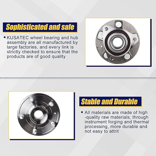 Miniatura 4 de KUSATEC 513288 Conjunto de cojinete de rueda delantera/trasera, 2 piezas, compatible con Chevy Impala Malibu Equinox, GMC Terrain 2010-2017, para