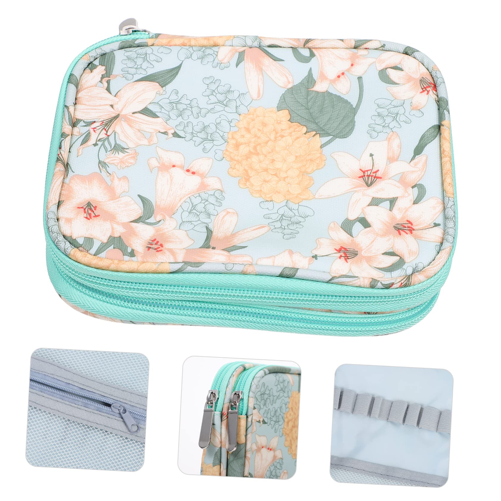EXCEART 3 Piezas bolsa de almacenamiento de ganchillo organizador de almacenamiento de bolsos bolsa de ganchillo de doble capa agujas de tejer circulares ranuras para ganchillo ronda