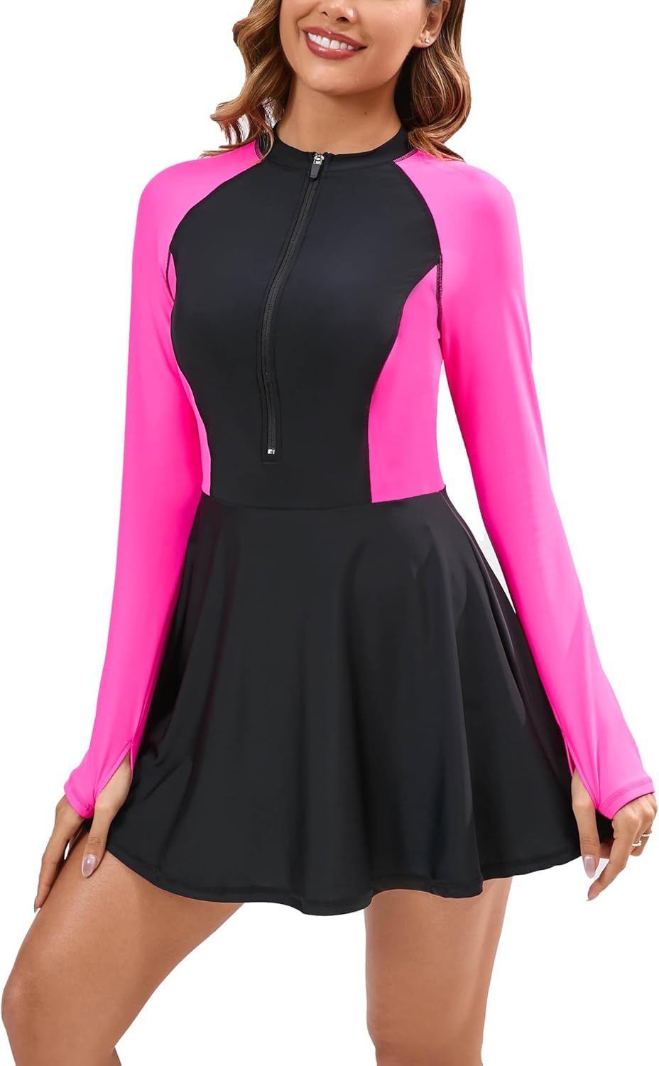 FAIRANCE Women Two Piece Rash Guard Sets UPF50+ Swim Dress with Shorts