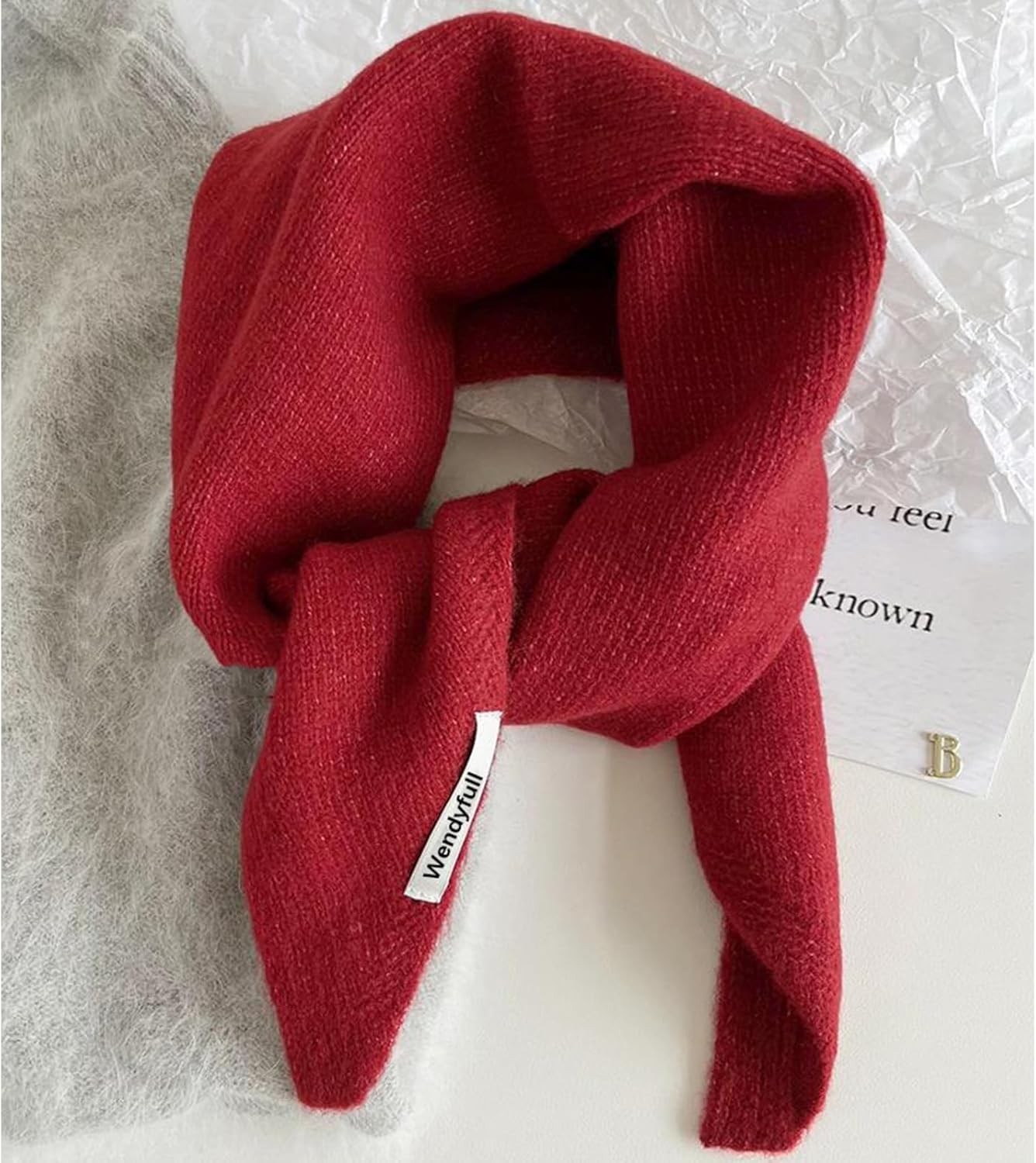 Triangle Scarf for Women Knitted Wool Headscarf Cashmere Feel Y2K Downtown Girl Aesthetic Streetwear Accessories - Image 4