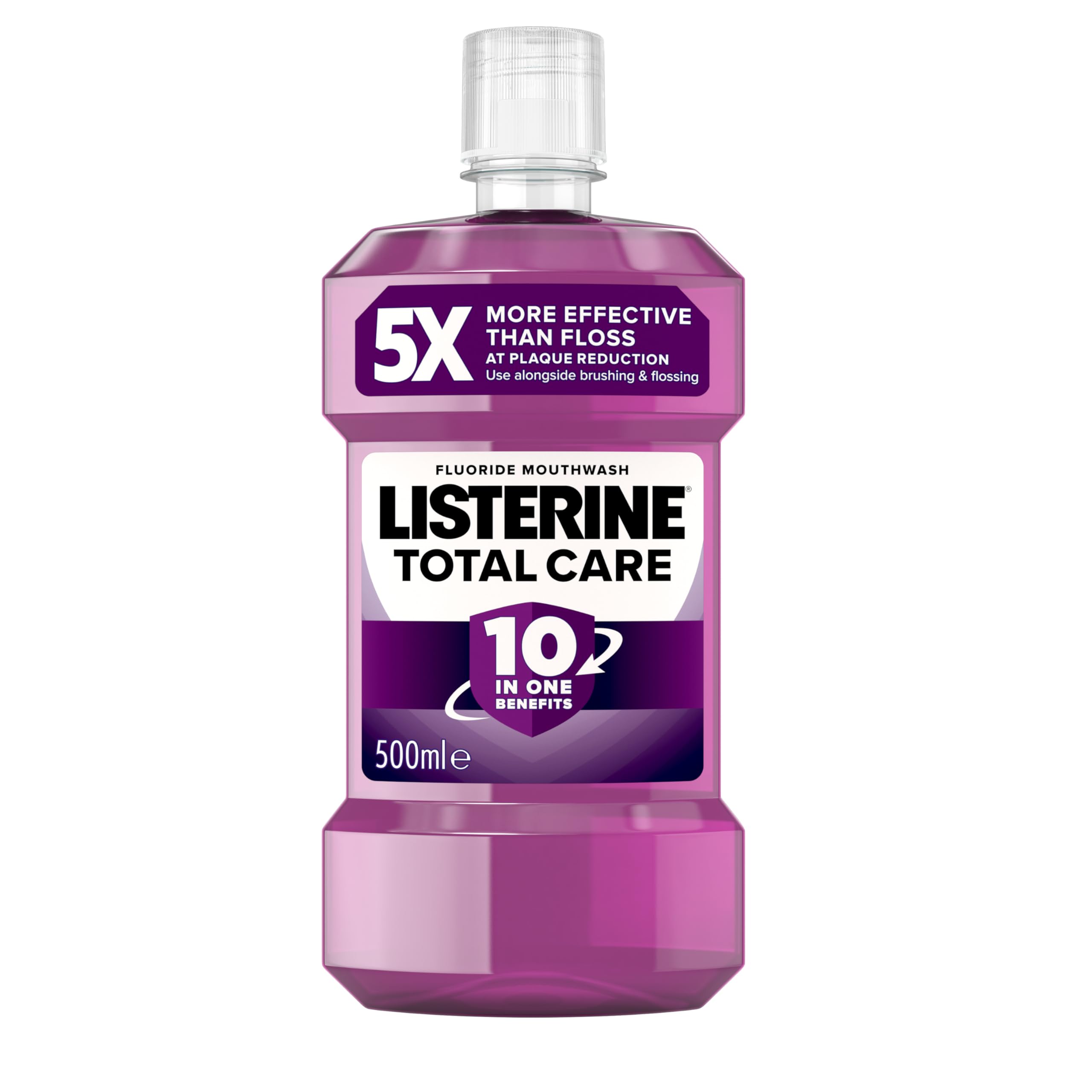 Listerine Total Care Antibacterial Mouthwash (1x 500ml), Caring and Cleansing Mouthwash to Freshen Breath with 10-in-1 Benefits, Clean Mint-Flavoured