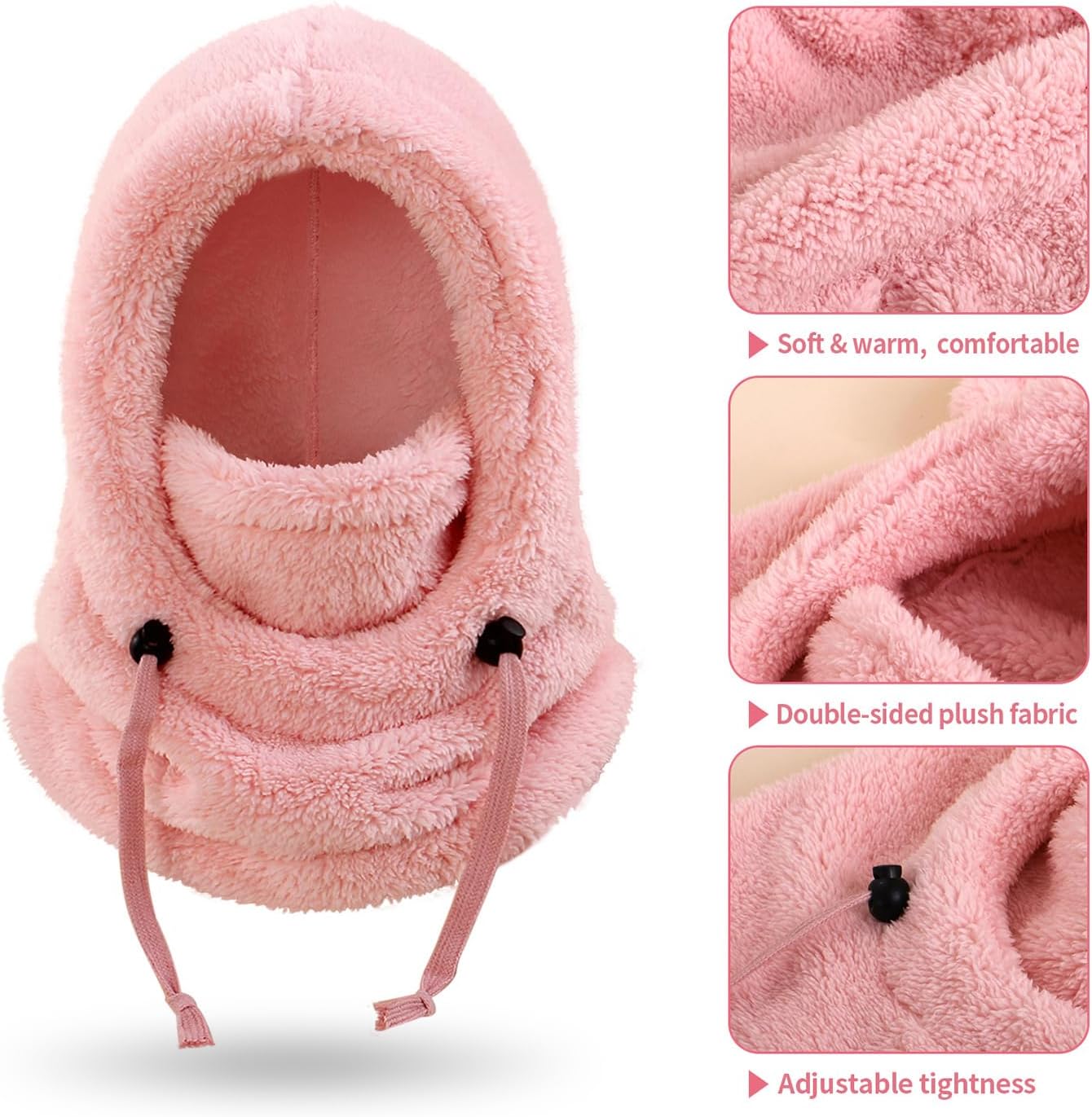 Kids Winter Fleece Hats,Child Balaclava Ski Mask Windproof Warm Adjustable with Fleece Lining Hat for Boys Girls - Image 3