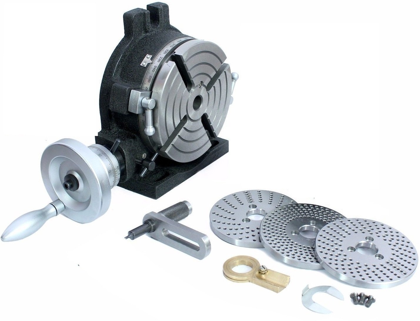 New HV6-4 Slots Rotary Table & Steel Dividing Plates Set with Operation Manual-Milling Indexing Kit