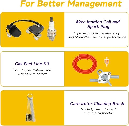 Miniatura 18 de HIAORS Carburador de 2 tiempos de 43 cc, 47 cc, 49 cc, compatible con SYX Moto 50cc Mini Dirt Bike ATV, PZ13 0.512 in Carb MTA1 MTA2 para Coolster