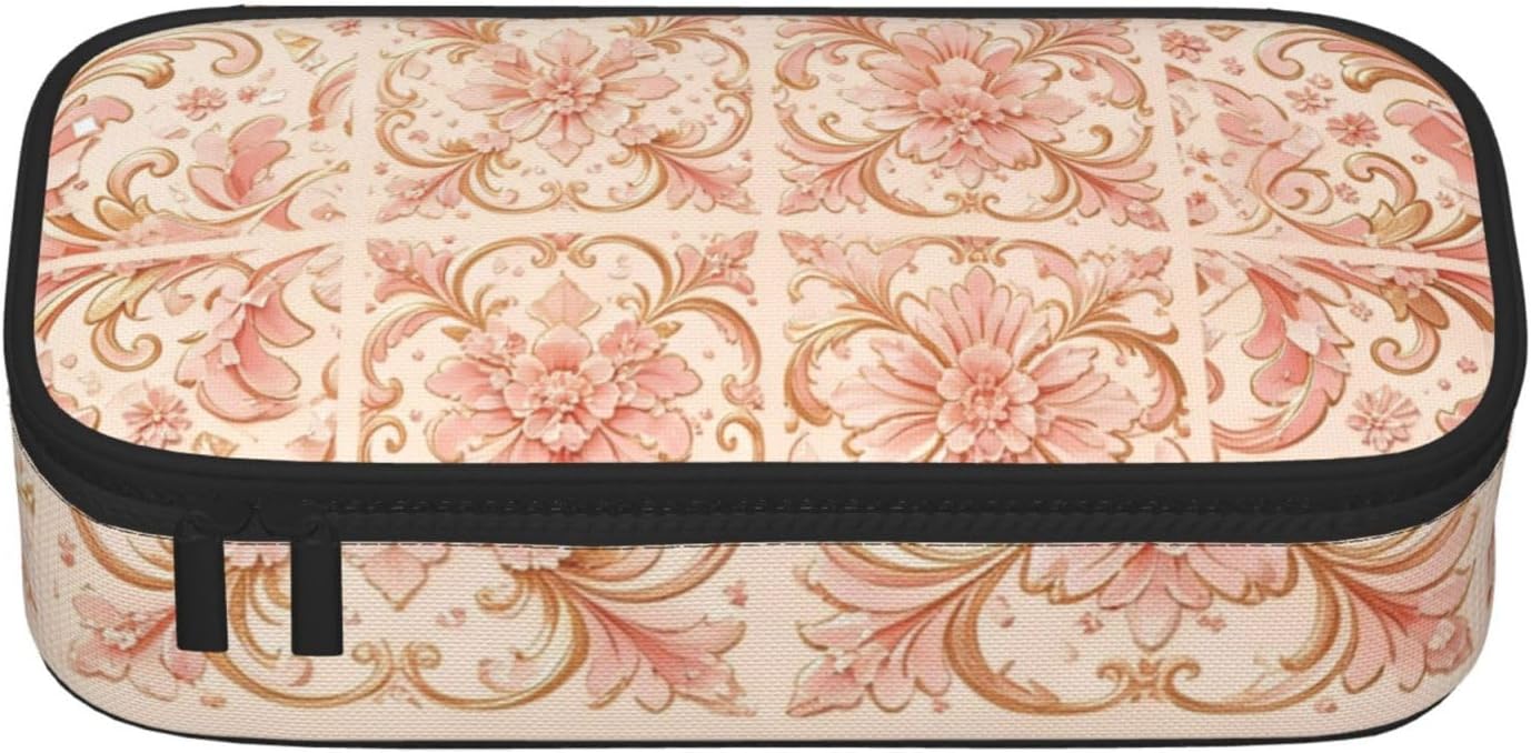 Naked Pink Flowers Full-print Multifunctional Pen Organizer Storage Pouch