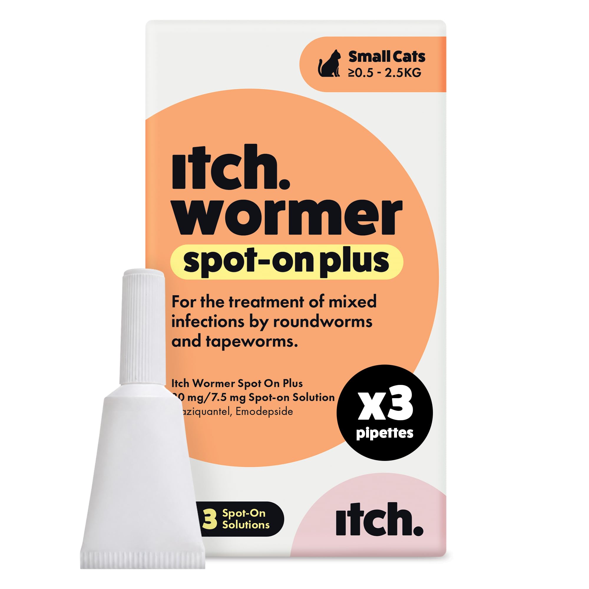 Itch Cat (0.5-2.5kg) Spot On Wormer Plus For Small Cats 3 Pack