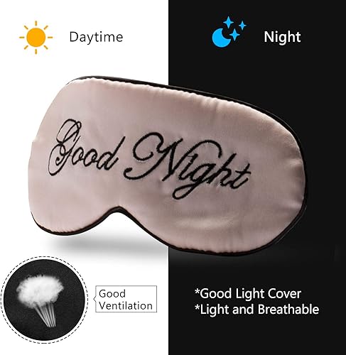 Miniatura 3 de Antifaz de seda para dormir para mujeres y hombres, suave para mujer, ultra ligera, correa ajustable, de satén, para noche, para dormir toda la
