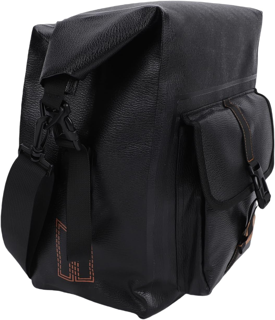 Irfora Structured Bike Rack Bag Rainproof Closure Easy Carry Handle Portable Cycling Bag 15L for Rear Rack Storage (Black 33 * 17 * 34.5)